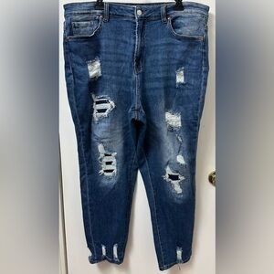 Wax Jean Distressed Blue Jeans